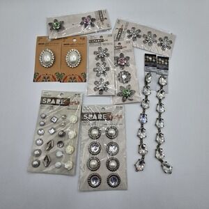 Scrapbooking Brads By The Paper Studio Spare Parts Antique Poppy Gems Rhinestone